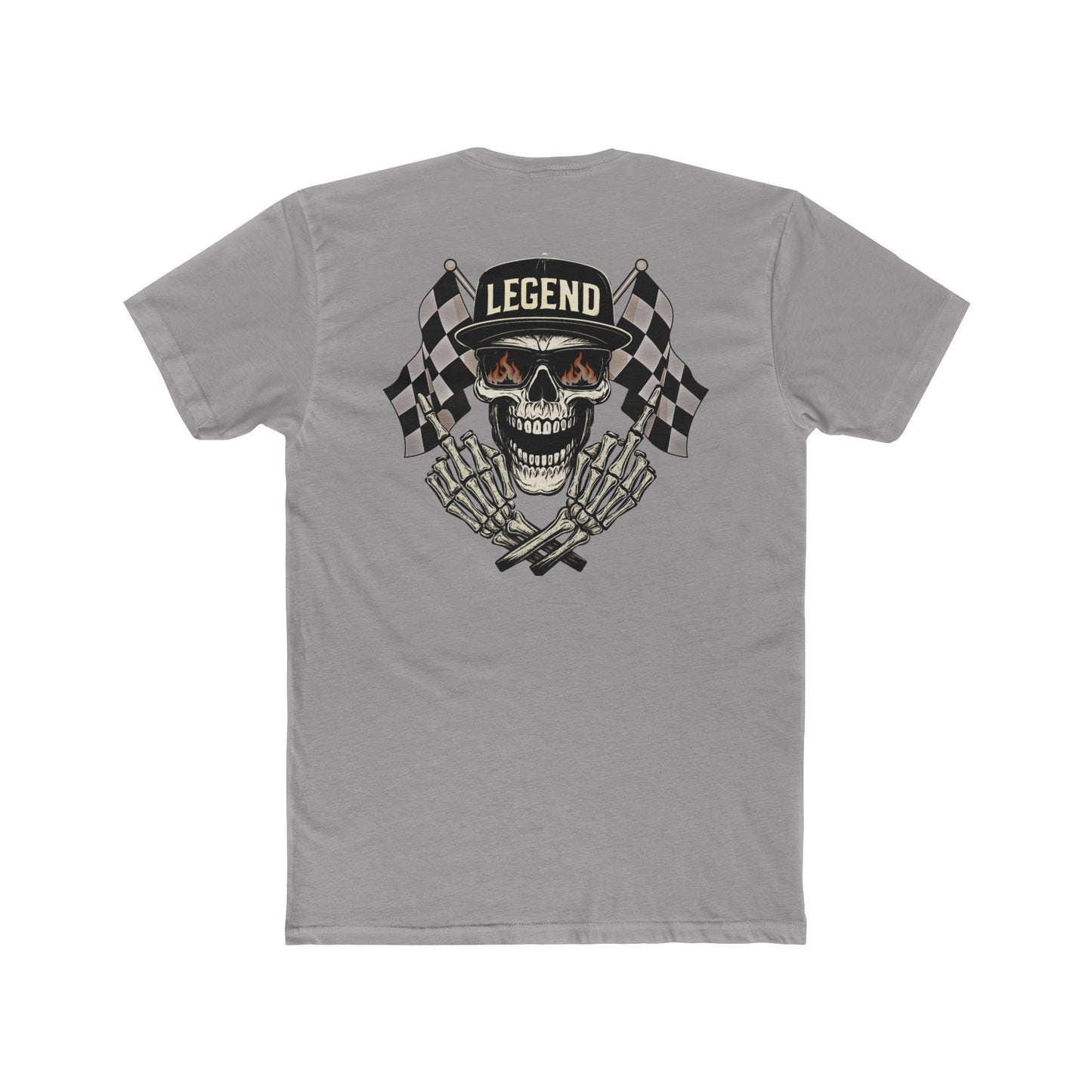 Racing Flags Middle Finger Skull Legend Motorsports Crew Tee (Unisex)