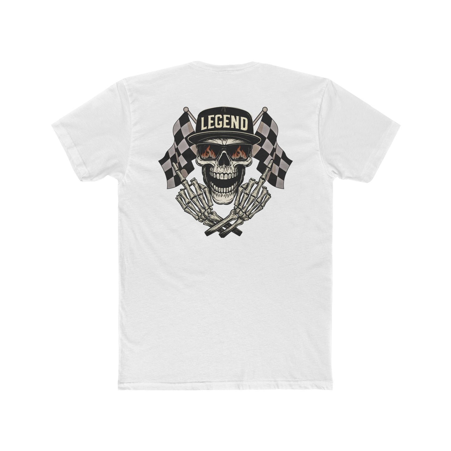 Racing Flags Middle Finger Skull Legend Motorsports Crew Tee (Unisex)
