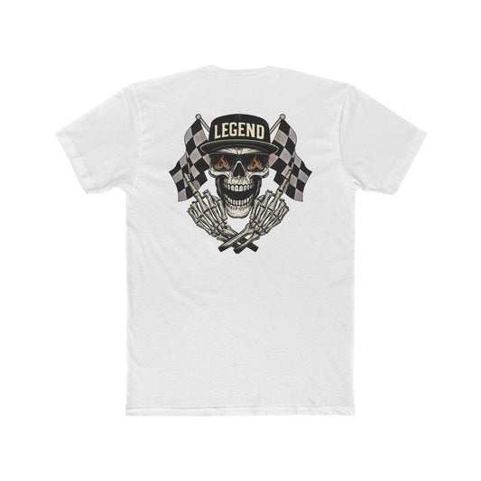 Racing Flags Middle Finger Skull Legend Motorsports Crew Tee (Unisex)